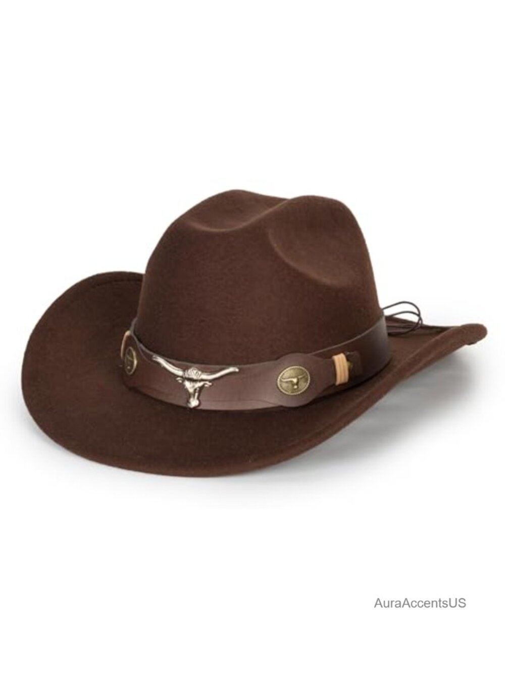 Felt Cowboy Hat Wide Brim Western Fedora Panama Detachable Belt Buckle